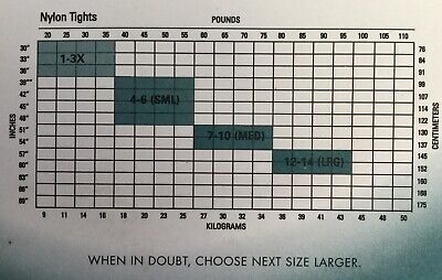 Dance Tights Size Chart