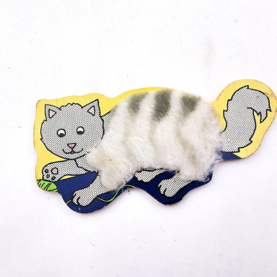 Vintage Melissa & Doug Fuzzy Puzzles Pets Friends Hand Crafted Wood Cat Piece