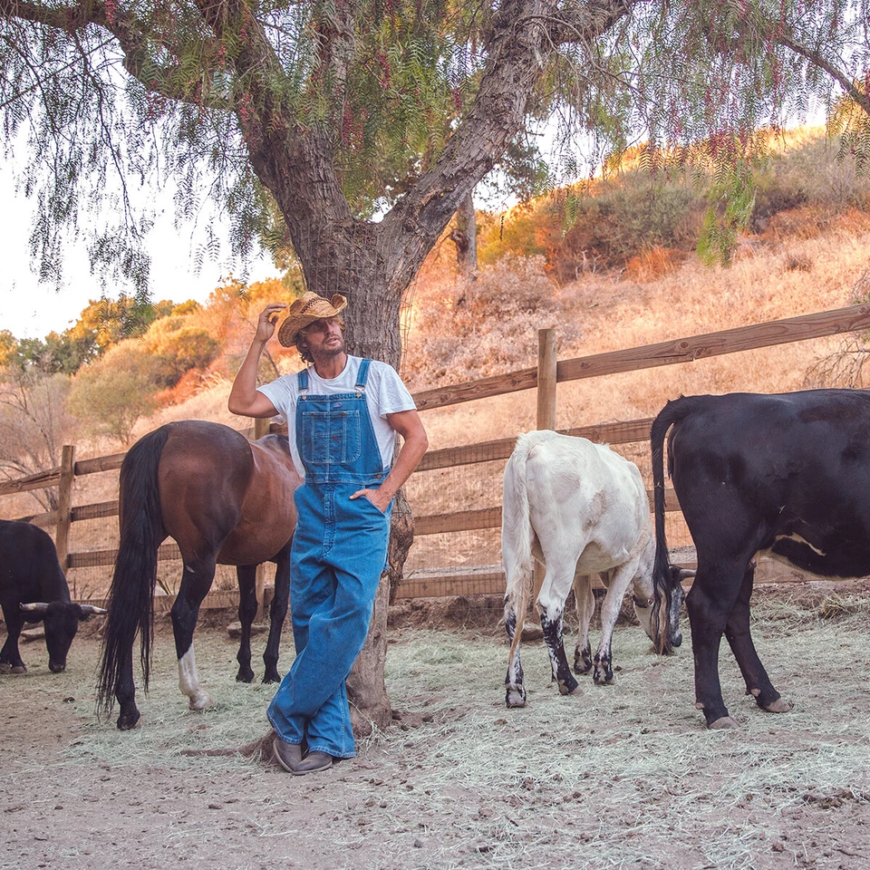 HISEA Men Denim Bib Overalls Relaxed Fit Workwear Jumpsuit Dungarees Tool Pocket - Image 4 of 4