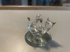 Vtg Art Glass Baron Hand Blown Miniature Cat Crystal Ball 1998 Kitten