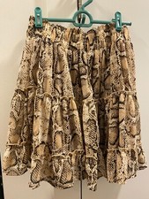 Entro Snakeskin Short Ruffle Skirt - Medium