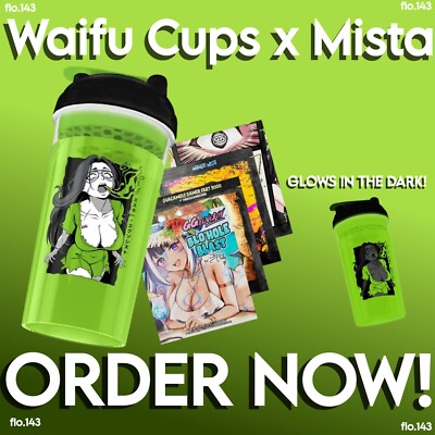GamerSupps GG Waifu Cups x Mista GG w/ Sticker & Samples - GLOW IN THE DARK!