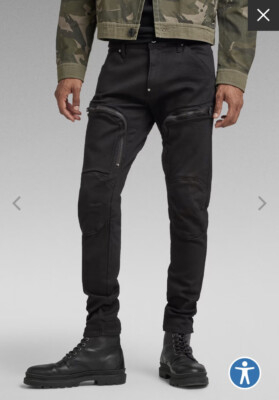 G-Star Raw Men's Air Defence Skinny Jeans Pitch Black $240 New