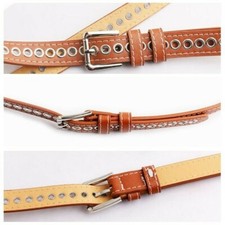 Women Grommet Holes Waist Belt Single Eyelet Punk Faux Leather Waistband New