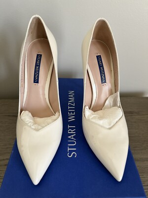 Stuart Weitzman Womens Anny Patent Pump 105 Creamy Frost Size