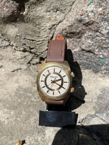Vintage Watch Mechanical Poljot with alarm 18 Jewels with 5 micron gold plated