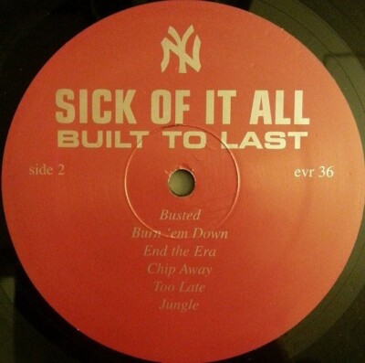 Sick Of It All / Built To Last 1997 US Hardcore LP Equal Vision