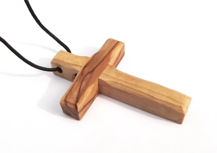 Plain wooden cross best sale necklace