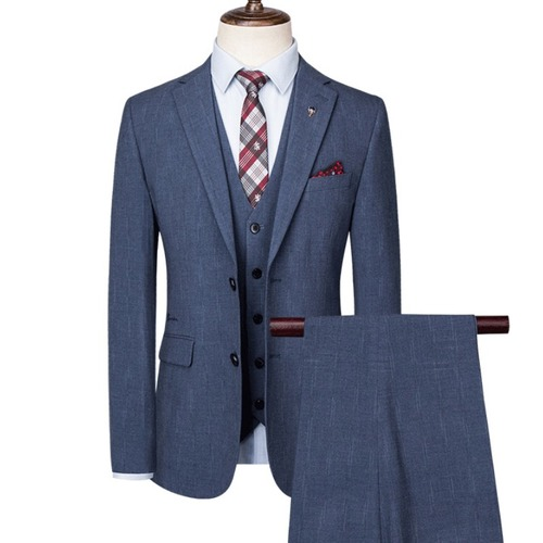 New Men's 3-Piece Slim Fit Formal Suit Set for Wedding Groom-image