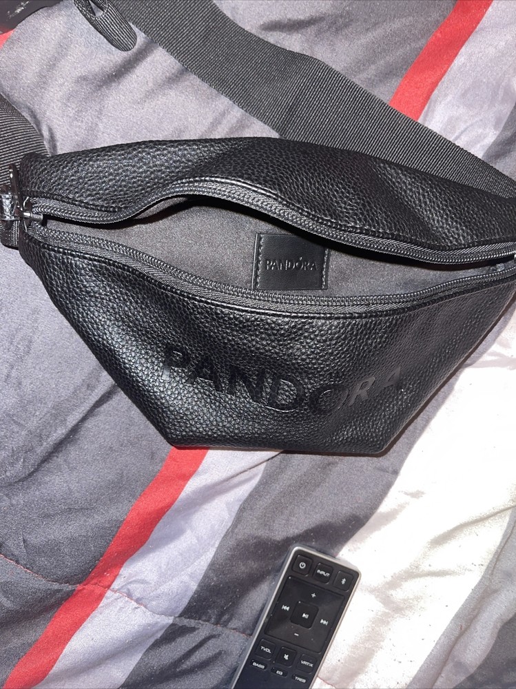 Limited Edition Pandora Faux Leather Black Belt Bag with Big Logo