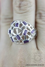 Size 7 WIREWORK SETTING AMETHYST 925 Fine Sterling Silver Ring r1381
