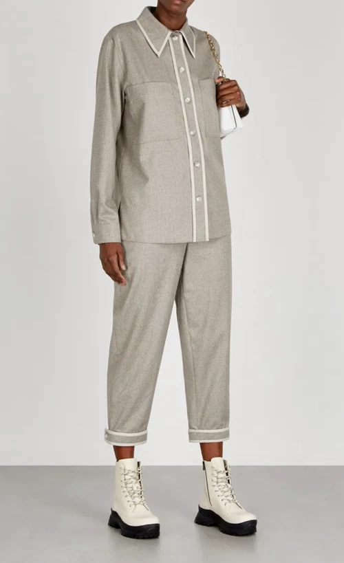 Camisa Blusa Top Stella McCartney Talla UK 10 Ariel 100% Lana Calce Relajado - Gris Foto 4 de 4