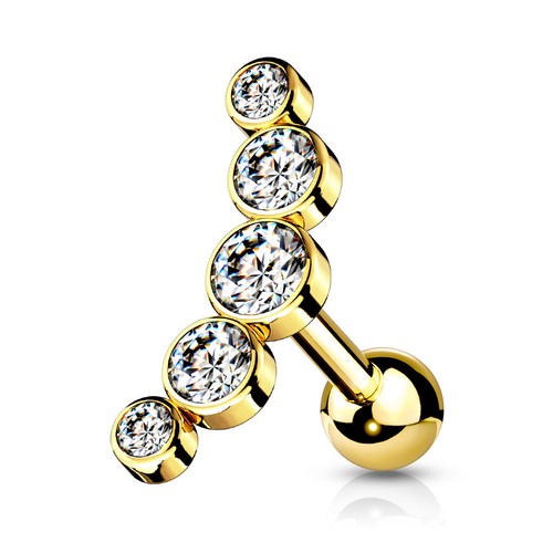 5 Round CZ Set Curve Top Ear Cartilage Piercing Tragus Helix Barbell Studs - Picture 11 of 18