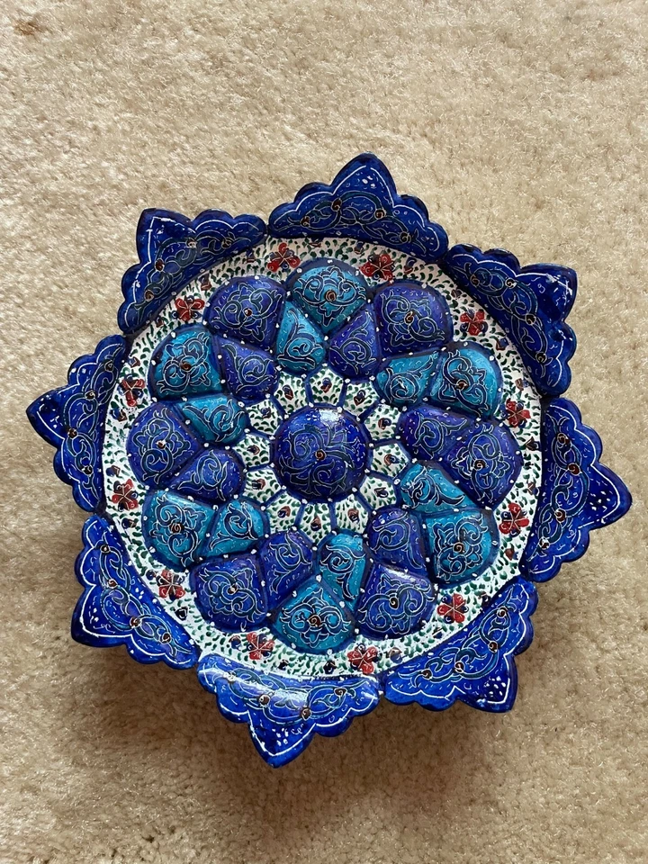 Persian Minakari Copper plate , Art , Mina kari ,Enamel  - Image 3 of 4