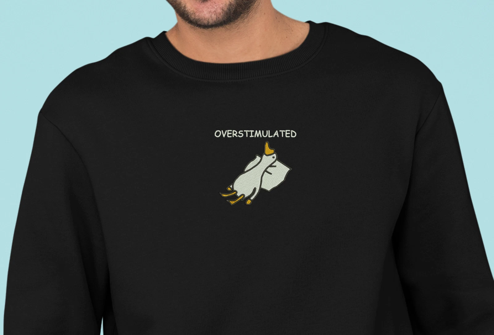 Embroidered Overstimulated Duck Funny Unisex Jumper, Casual Wear Adults Jumper
Opens in a new window