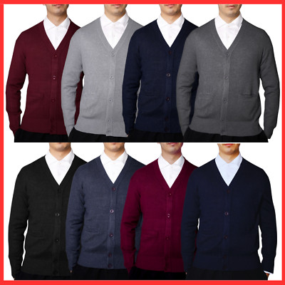  Herren Strickjacke Knopfleiste V-Ausschnitt Strick klassischer Pullover Pullover Freizeit M-2XL (903)