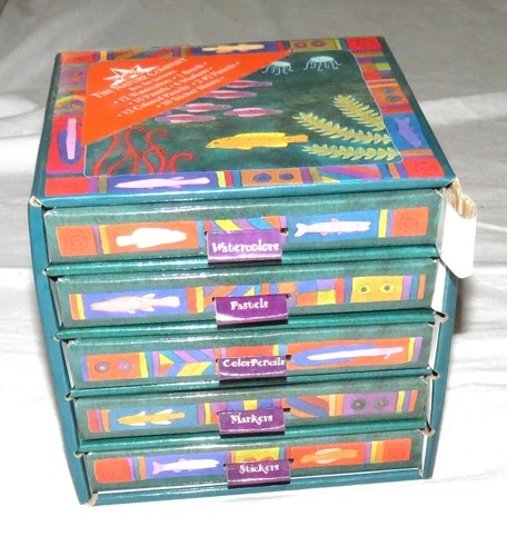 The Nature Company Craft Box - Watercolours Pastels Pencils Markers Stickers