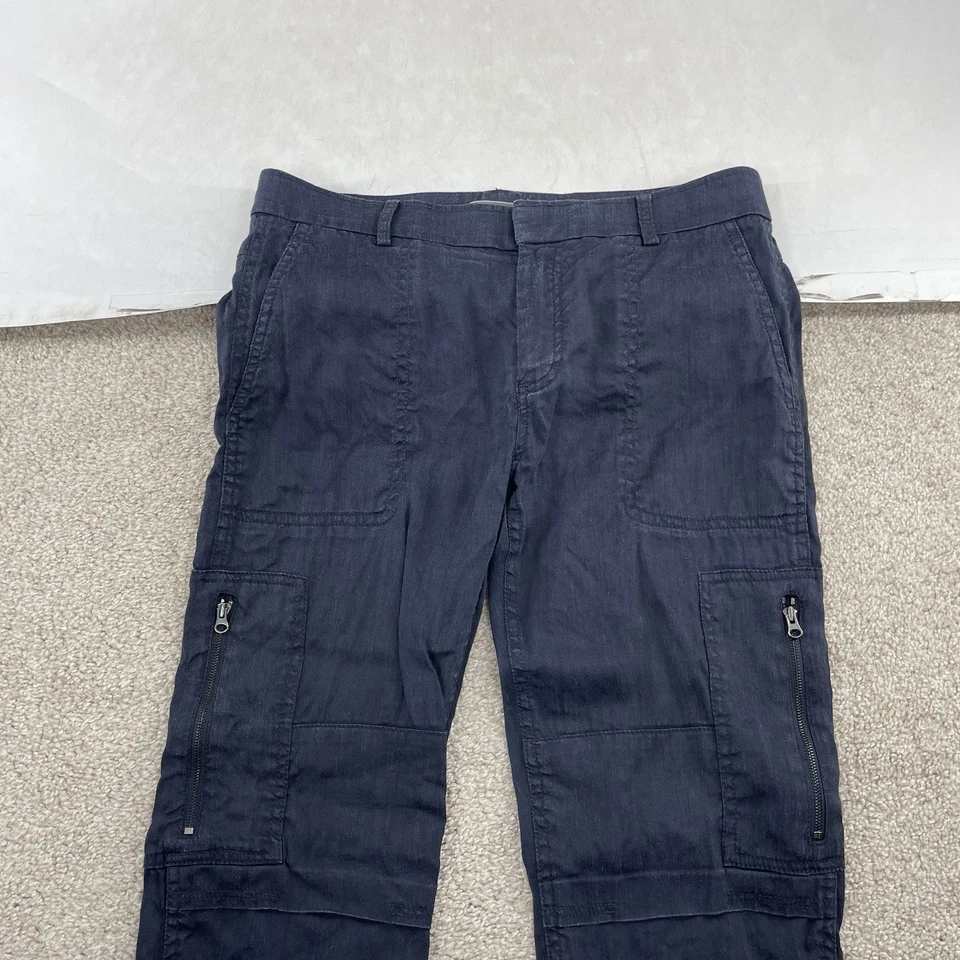 Женские брюки-карго Vince из льняной смеси размер 2 x 26 дюймов внутренний шов повседневные синие 49-7 - Изображение 4 из 4