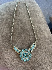 The-1950  s-clear And Light Blue Rhinestone Necklace