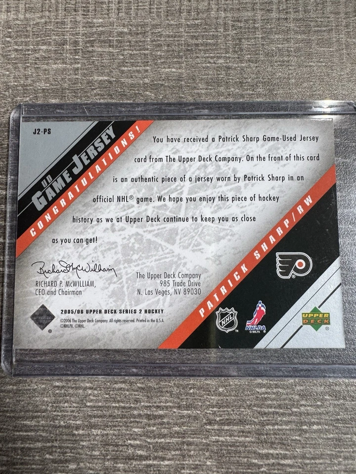 Patrick Sharp 2005-06 Upper Deck UD Game Jersey Card #J2-PS - Image 2 of 2