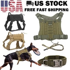 Tactical Dog Harness Military Training Collar Leash Vest with Handle M-XL USA