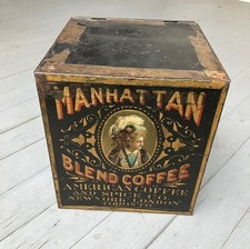 EARLY FINE MANHATTAN BLEND COFFEE Bin tin  GR...