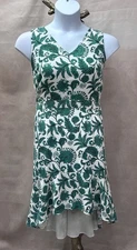 Monroe & Main Floral Design White, Green & Black Sleeveless Hi-Lo Dress Size L