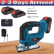 21V Handle Cordless Jigsaw Power Saws Tool for Wood PVC with 2 Battery & Charger