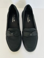 Skechers Cleo Taylor Desire Loafers Women's 9 Black Stretch Fit Knit Bow