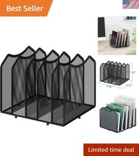 Mesh Desktop File Sorter Organizer, 5-Section Bookshelf for Desk Home Office,...