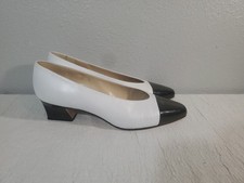Vintage Etienne Aigner Shoes Womens 8 M White Black Anne Marie Pumps Heels