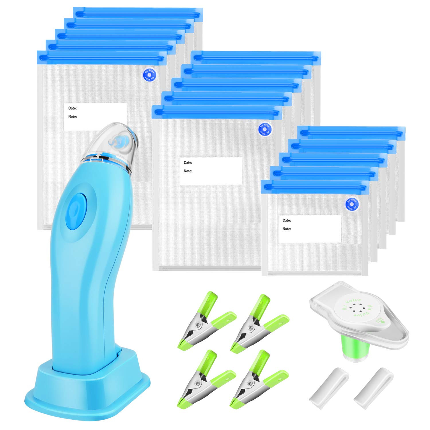 Sigillatore Sottovuoto per Alimenti - Kit Risparmio con 15 Sacchetti
