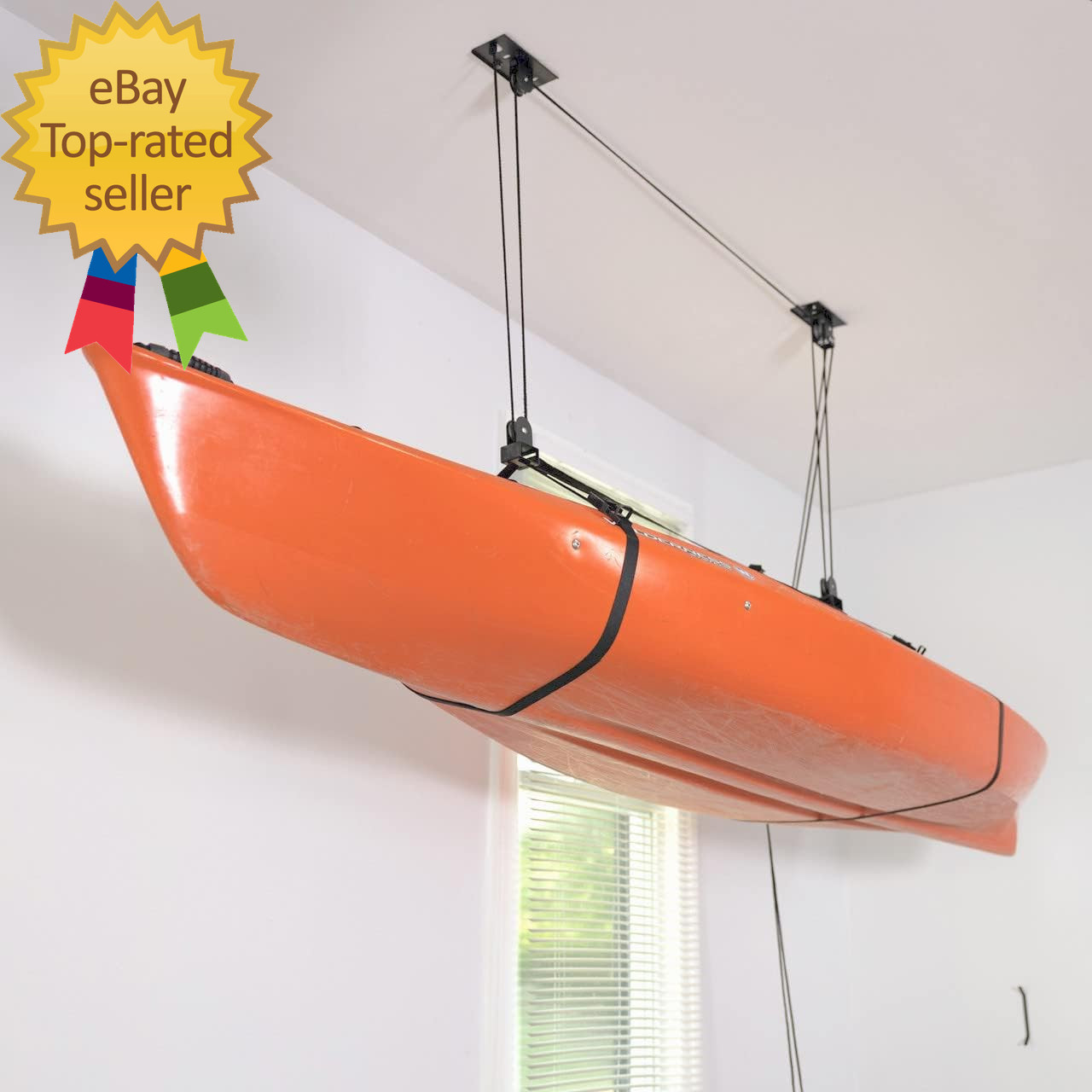 And Canoe Ceiling Hoist  Overhead Garage Storage Rack For Kayaks Canoes