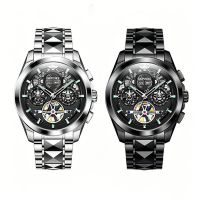 OUPINKE 3233 Luxury Tourbillon Annual Calendar Day Automatic Mechanical Watch