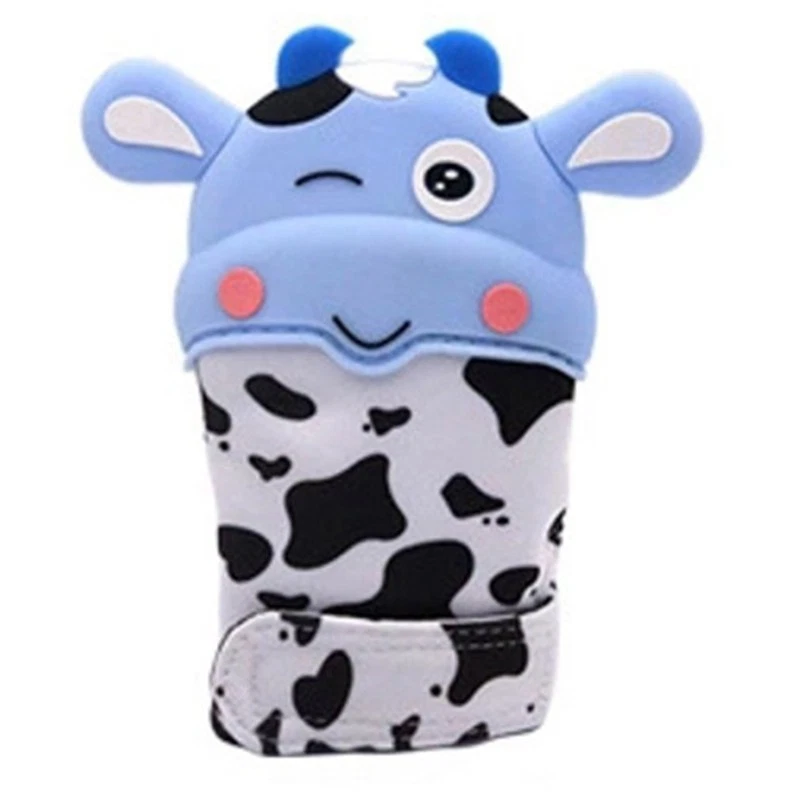 Baby products Teether cow gloves Baby hands toy rabbit silicone gloves - Image 2 of 4
