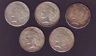 5 Peace Dollars 1922S 1923 (2) 1924 1924S Circulated 90% Silver 1922 S 1924 S