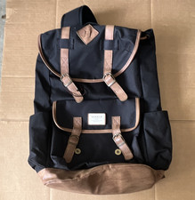 HENNUR Black/Brown Hiking Backpack Faux Leath...