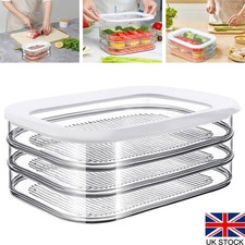 3 layer Deli Meat Storage Container with Lid for Fridge Food Organizers UK
