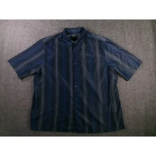 George Shirt Mens XXL Blue Stripe Casual Short Sleeve Classic Office Preppy