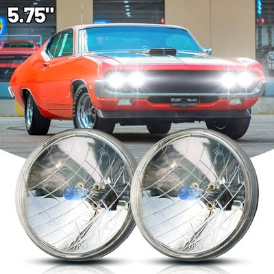 5.75'' inch Round HALOGEN Headlights Chrome for Ford Thunderbird Torino LTD Gran