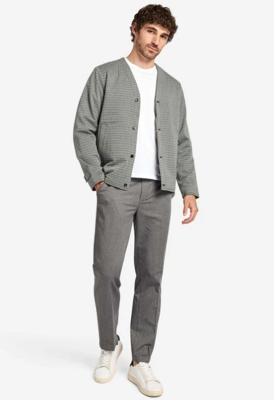 New Men's O.N.S. Crescent Check Padded Jacket Size Medium Gray Navy Houndstooth