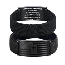 LDOWWGL Mens Bracelet - American Flag Christian Cross Bracelet for Boys - Adj...