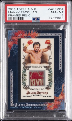 2011 ALLEN & GINTER FRAMED RELICS #AGRMPA MANNY PACQUIAO PSA 8