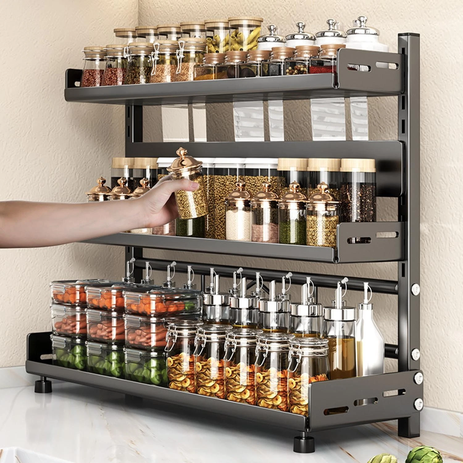 3-Tier Adjustable Spice Rack Organizer for Cabinet and Kitchen Countertop
Opens in a new window or t