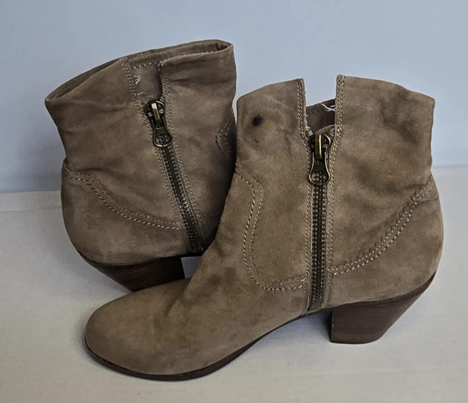 Sam Edelman Louie Gamuza Flecos Botines Taupe Mujer’s 10M Western Boho Foto 3 de 4