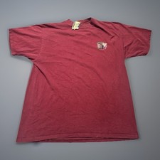 Vintage 90s Guess Jeans USA T-Shirt Maroon XL Made in USA Embroidered Logo