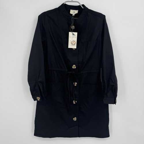 Tuckernuck Black Crosby Dress sz S Small NWT Long Sleeve Mini Button Front