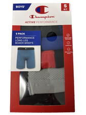 WOW 5 CHAMPION Active Performance BOYS Long Leg Boxer Briefs Size SMALL 6/7 