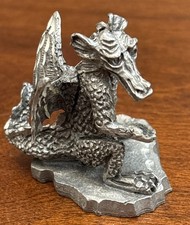Vintage 1990 Miniature 1.75  Pewter Dragon Figure DND Figurine D D 
