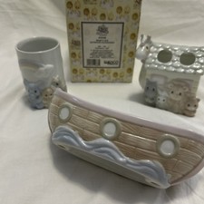 Precious Moments Noah’s Ark Bathroom Accessories 3 Pcs Cup Toothbrush Soap Dish